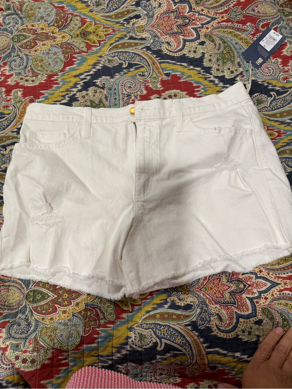 Women’s White Distressed Denim Shorts